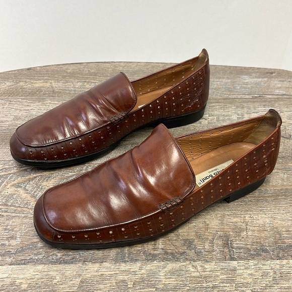 Lorenzo Banfi Milano Men’s Leather Loafers Size 10.5 Brown Classic Dress Shoes main image 7